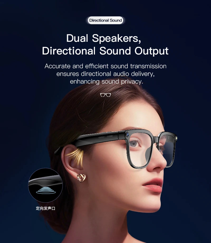 2026New AI Smart Glasses Men Women 800W HD Camera Bluetooth Call 100+Languages Translation Voice Control Music Player Sunglasses