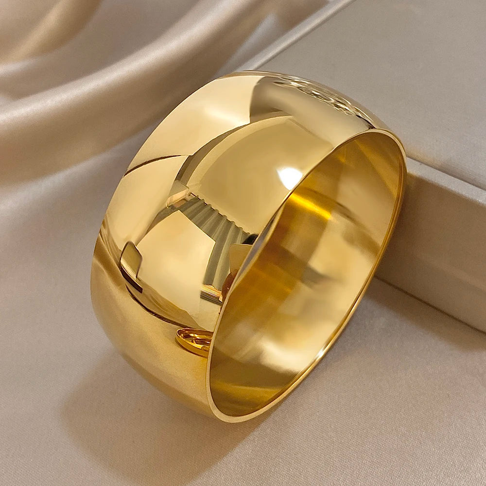 Glossy Gold Bangle Stainless Steel Jewelry