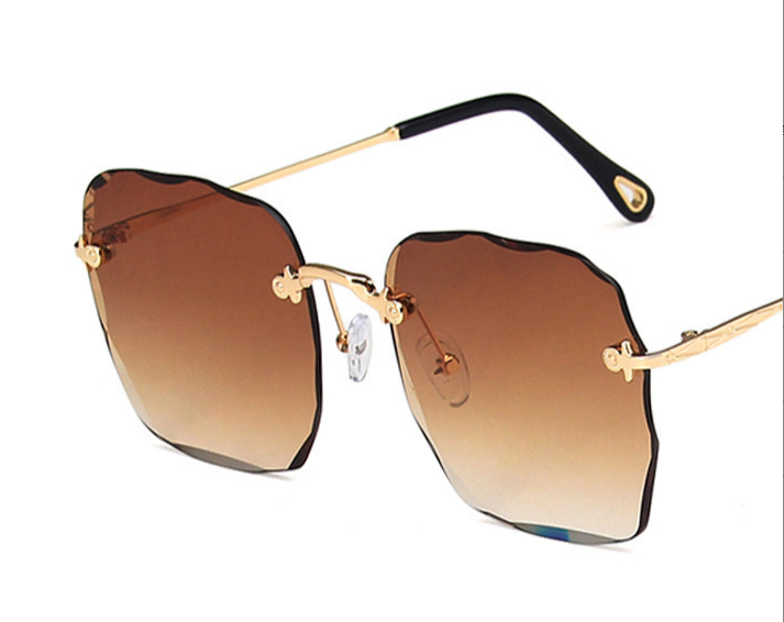My Store 3 trendy square frameless polygonal sunglasses with sleek black lenses and thin metal arms.