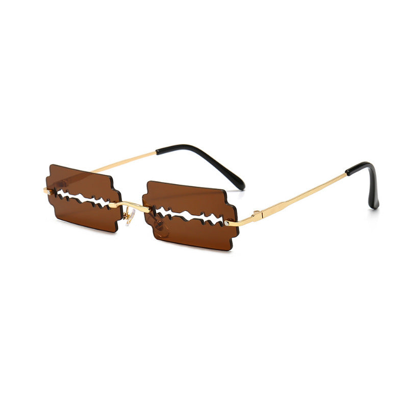 Fashionable hollow blade style sunglasses by My Store 3, featuring trendy design and sleek black frames for stylish wear.