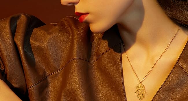 VASSAGO Hexagram Hamsa Hand Pendants Necklace for Men Magen David Necklace Hamsa Hand of Fatima Necklace Islam Arab Jewish Jewel